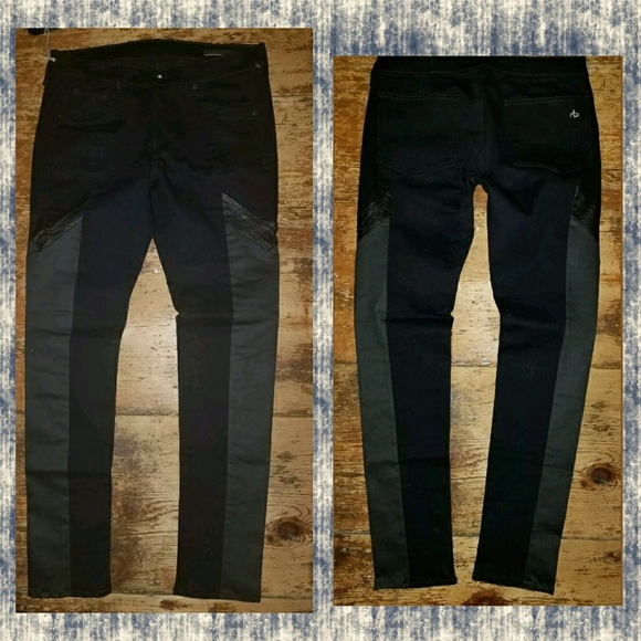 💣HP💥Rag & Bone Leather trim Grand Prix jeans - Picture 3 of 8